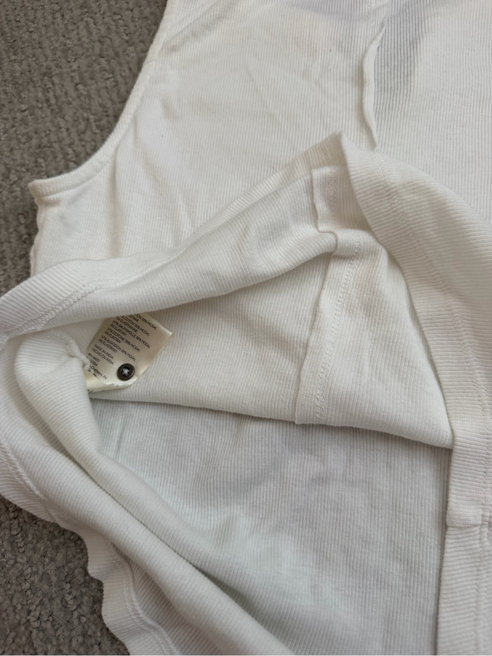 Pilcro Cream Ribbed Henley Tank with Button Placket - Picture 3 of 3